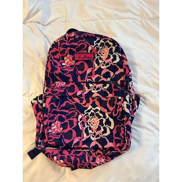 Vera Bradley Women's Floral Lighten Up Essential Backpack Blue Pink - Picture 1 of 5